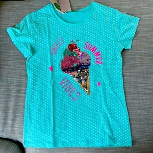 Benetton t-shirt with color change sequins new size XL girls